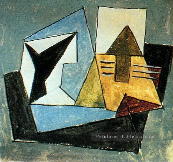 Compotier et guitare sur une table 1920 cubisme Pablo Picasso Peintures à l'huile